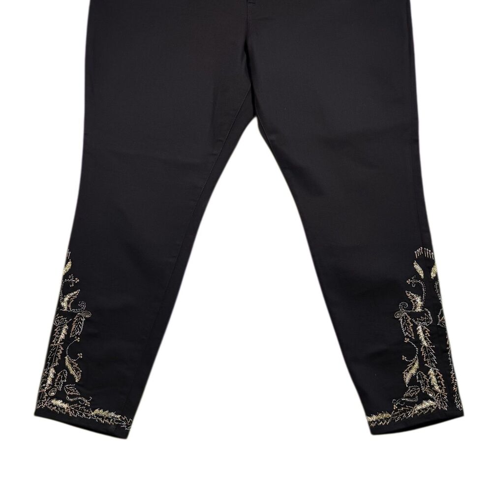 Lauren Ralph Lauren Black Label Womens 20W Black Embellished Beaded Ankle Pants - Picture 6 of 11